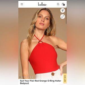 Red halter bodysuit
